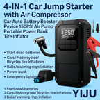 Heavy-Duty 4-in-1 Car Jump Starter with Air Pump and Power Bank