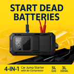 Heavy-Duty 4-in-1 Car Jump Starter with Air Pump and Power Bank