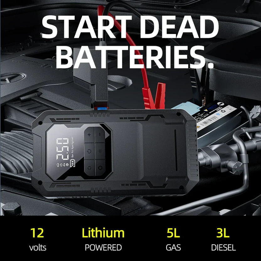 Heavy-Duty 4-in-1 Car Jump Starter with Air Pump and Power Bank